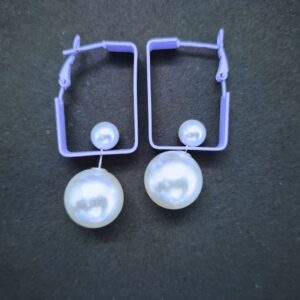 Modern Pearl Duo Hoop Earrings - Image 1