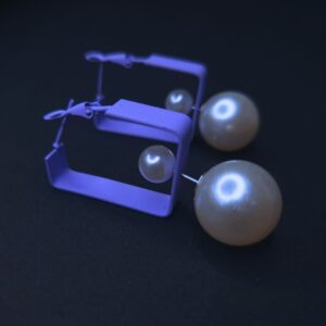 Modern Pearl Duo Hoop Earrings - Image 2