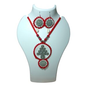 Scarlet Heritage Tribal Thread Necklace Set - Image 1