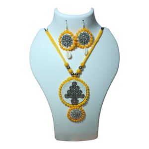 Golden Glow Tribal Thread Necklace Set - Image 1