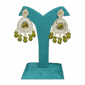 Olive Glow Chandbali Earrings - Image 1
