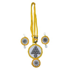 Golden Glow Tribal Thread Necklace Set - Image 2