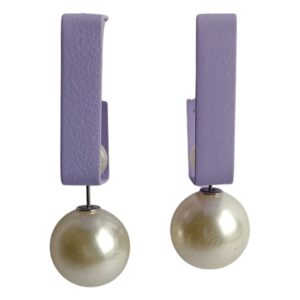 Elegant Lilac Pearl Drop Earrings - Image 3