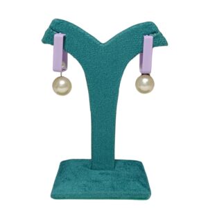 Elegant Lilac Pearl Drop Earrings - Image 1