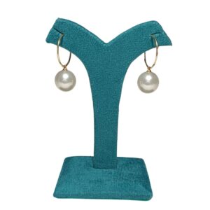 Elegant Pearl Drop Hoop Earrings - Image 1